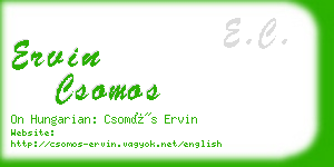 ervin csomos business card